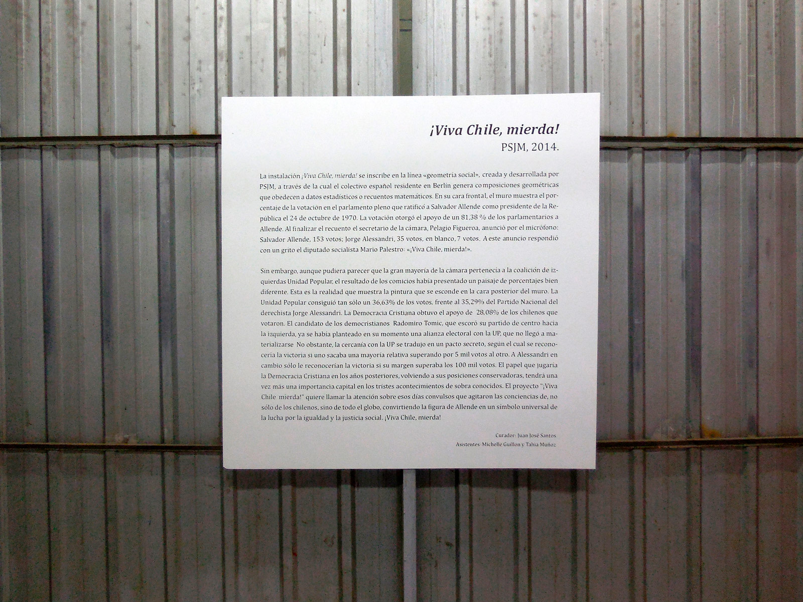 ¡Viva Chile, Mierda!, 2014, Installation at Galería Metropolitana, Santiago de Chile.